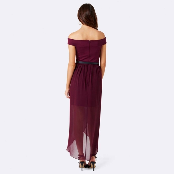 Ever new burgundy off shoulder dress for party - Picture 2 of 6